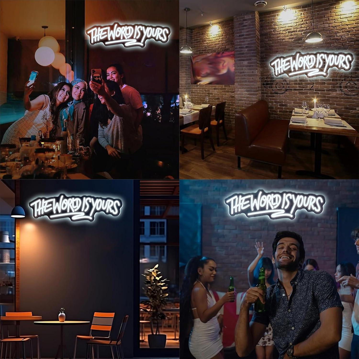 Insegna al neon The World is Y - Beer & Wine Downtown recensione e prezzo